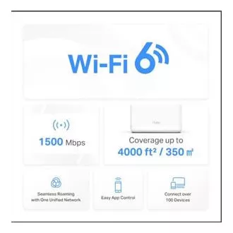 TP-Link WiFi usmjerivač Mercusys Halo H60X (2 paketa) WiFi 6, AX1500, 3x GLAN2.4/5 GHz