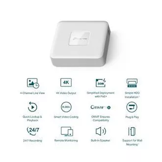 TP-LINK Uređaj za snimanje VIGI NVR1104H-4P 4 kanala, 4x Lan sa PoE, 2x USB