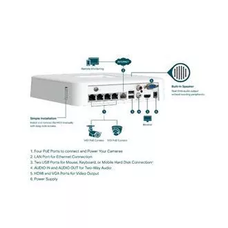 TP-LINK Uređaj za snimanje VIGI NVR1104H-4P 4 kanala, 4x Lan sa PoE, 2x USB
