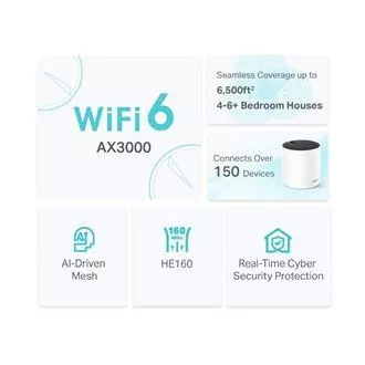 TP-Link Deco X55 (3 komada) - AX3000 Wi-Fi 6 Mesh sustav za pokrivanje cijelog doma - HomeShield - (3 komada)