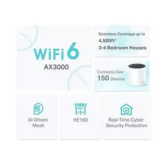 TP-Link Deco X55 (2 komada) - AX3000 Wi-Fi 6 Mesh sustav za pokrivanje cijelog doma - HomeShield - (2 komada)