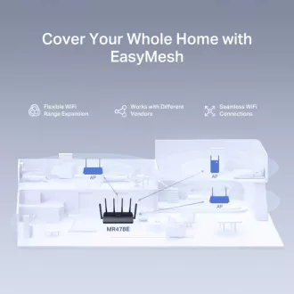 MERCUSYS MR47BE - BE9300 tropojasni Wi-Fi 7 usmjerivač, 2,5G WAN, 3x 2,5G LAN, EasyMesh