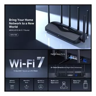 MERCUSYS MR47BE - BE9300 tropojasni Wi-Fi 7 usmjerivač, 2,5G WAN, 3x 2,5G LAN, EasyMesh