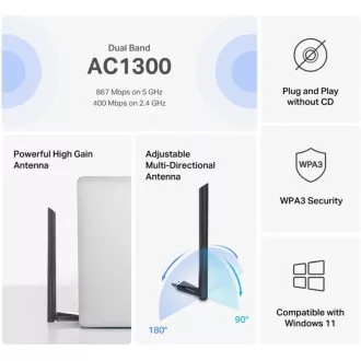 MERCUSYS MA30H - AC1300 bežični dvopojasni USB adapter - antena, visoki dobitak