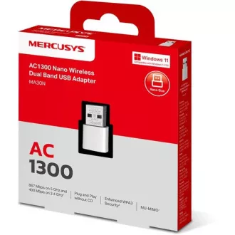 MERCUSYS MA30N - AC1300 Bežični dual-band USB nano adapter