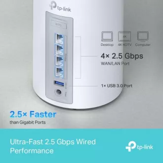 TP-Link Deco BE65(3-pack) BE9300 Tropojasni Mesh WiFi 7 sustav za cijeli dom, 4x 2.5GLAN, USB, 2.4/5/6GHz, HomeShi