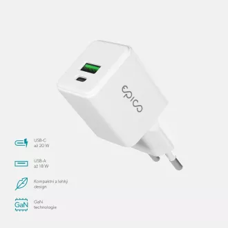 Epico UltraBoost GaN 20W AC adapter EA20 - bijeli Epico UltraBoost GaN 20W AC adapter EA20 - bijeli