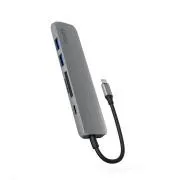 Epico 6u1 aluminijski USB-C 8K hub - sivi
