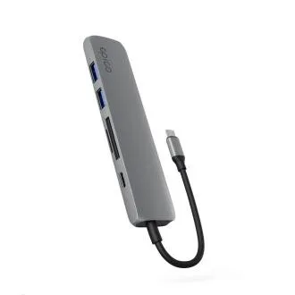 Epico 6u1 aluminijski USB-C 8K hub - sivi