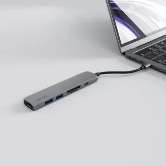 Epico 6u1 aluminijski USB-C 8K hub - sivi