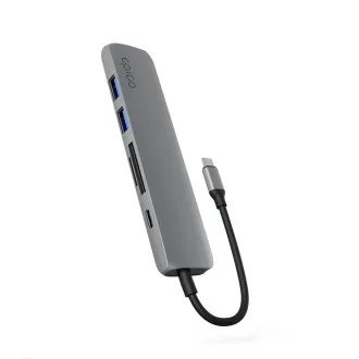 Epico 6u1 aluminijski USB-C 8K hub - sivi