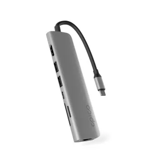 Epico 7u1 Multimedijski Hub 8K s USB-C priključkom. - sivi