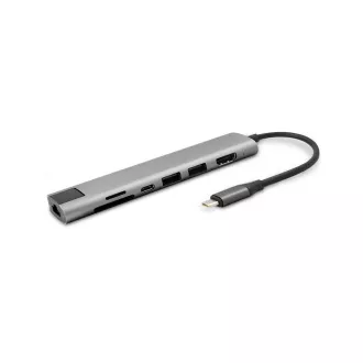 Epico 7u1 Multimedijski Hub 8K s USB-C priključkom. - sivi