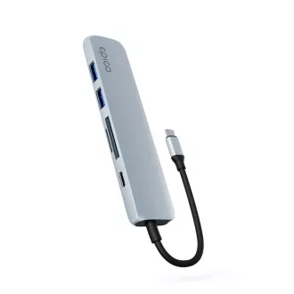 Epico 6u1 aluminijski USB-C 8K hub - plavi