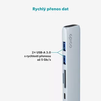 Epico 6u1 aluminijski USB-C 8K hub - plavi