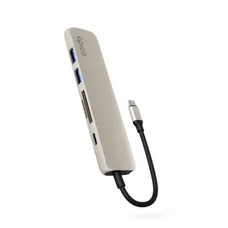 Epico 6-u-1 aluminijski USB-C 8K hub - bijeli