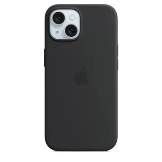 iPhone 15 + Silikonska maska s MagSafeom - crna