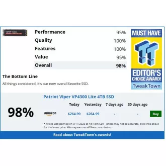 PATRIOT VP4300 Lite/4TB/SSD/M.2 NVMe/Crna/5R