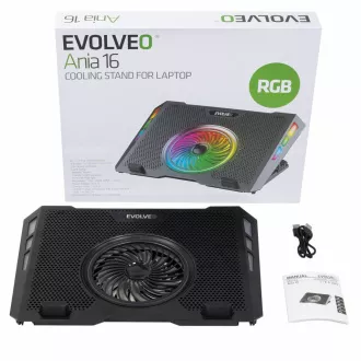 EVOLVEO Ania 16, hladnjača za laptop, 5 ventilatora, RGB pozadinsko osvjetljenje