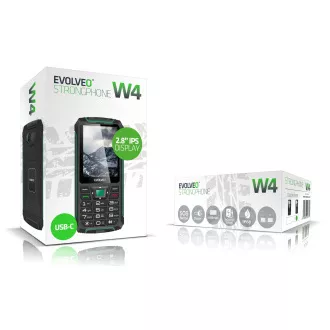 EVOLVEO StrongPhone W4, IP68 otporan Dual SIM telefon, 2.8" LCD, 2500mAh, Powerbank, crno-zeleni EVOLVEO StrongPhone W4, IP68 otporan Dual SIM telefon, 2.8" LCD, 2500mAh, Powerbank, crno-zeleni