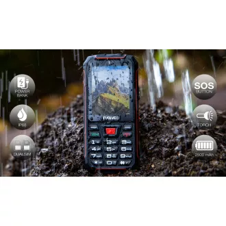 EVOLVEO StrongPhone W4, IP68 otporan Dual SIM telefon, 2.8" LCD, 2500mAh, Powerbank, crno-crveni