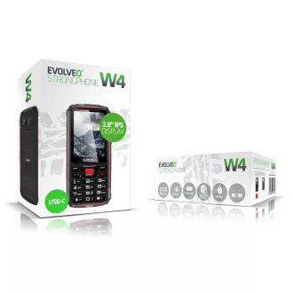 EVOLVEO StrongPhone W4, IP68 otporan Dual SIM telefon, 2.8" LCD, 2500mAh, Powerbank, crno-crveni