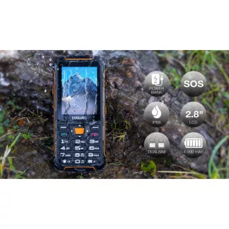 EVOLVEO StrongPhone Z6, vodootporni izdržljivi Dual SIM telefon, crno-narančasta - Rabljen