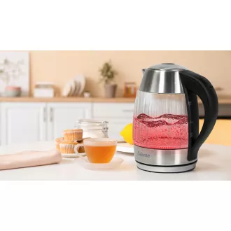 Salente StripeGlass, kuhalo za vodu 1,8 l, nehrđajući čelik/staklo, crveno pozadinsko osvjetljenje