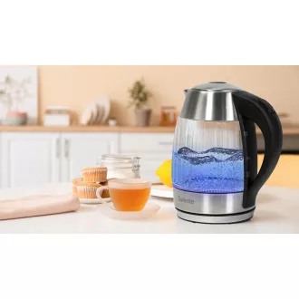 Salente StripeGlass, kuhalo za vodu 1,8 l, nehrđajući čelik/staklo, crveno pozadinsko osvjetljenje