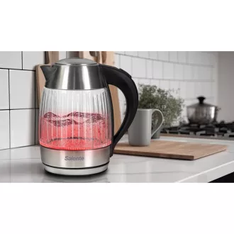 Salente StripeGlass, kuhalo za vodu 1,8 l, nehrđajući čelik/staklo, crveno pozadinsko osvjetljenje