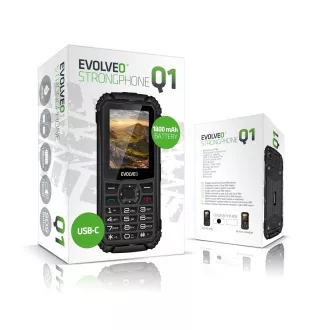 EVOLVEO StrongPhone Q1, IP68 otporan Dual SIM telefon, 2.4" LCD, 1800mAh, crni