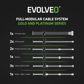 EVOLVEO G750, 750W, ATX3.1, 14cm, aPFC, 80+ZLATNO, 3GODINE RADA