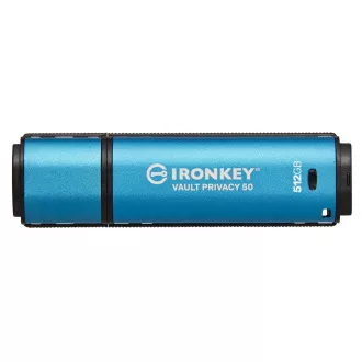 Kingston Ironkey Vault Privacy 50/512GB/USB 3.2/USB-A/Plavi
