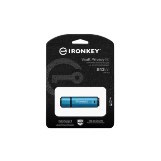 Kingston Ironkey Vault Privacy 50/512GB/USB 3.2/USB-A/Plavi