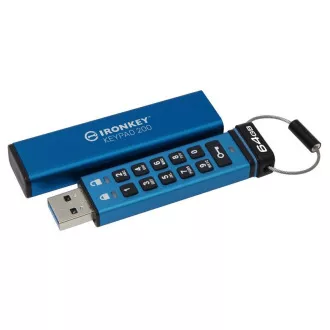 Kingston IronKey tipkovnica 200/64GB/USB 3.2/USB-A/plava