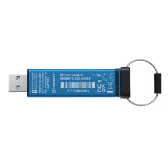 Kingston IronKey tipkovnica 200/64GB/USB 3.2/USB-A/plava Kingston IronKey tipkovnica 200/64GB/USB 3.2/USB-A/plava
