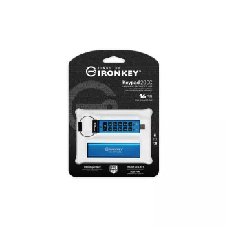 Kingston Ironkey tipkovnica 200C/16GB/USB 3.0/USB-C/plava