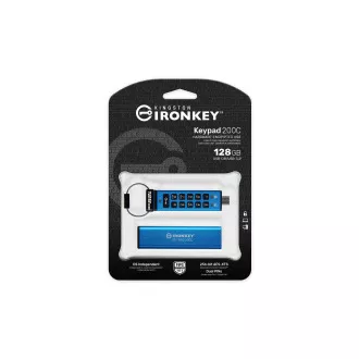 Kingston Ironkey tipkovnica 200C/128GB/USB 3.0/USB-C/plava