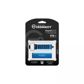 Kingston IronKey tipkovnica 200C/512GB/USB 3.2/USB-C/plava