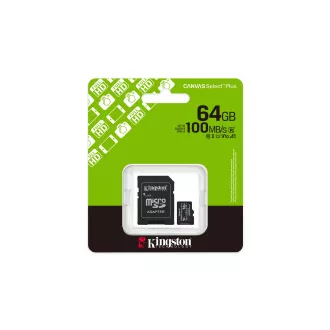 Kingston Canvas Select Plus/Micro SDXC/64GB/UHS-I U1 / Class 10/+ adapter