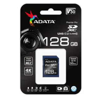 ADATA V30S/SDXC/128GB/UHS-I U3 / Klasa 10 ADATA V30S/SDXC/128GB/UHS-I U3 / Klasa 10