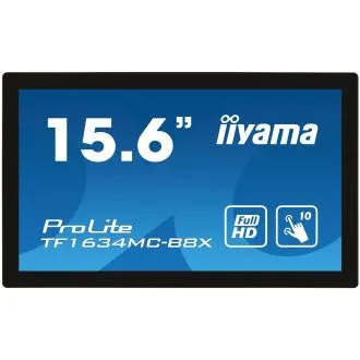 15,6" iiyama TF1634MC-B8X: IPS, FullHD, kapacitivni, 10P, 450cd/m2, VGA, DP, HDMI, IP65, crni