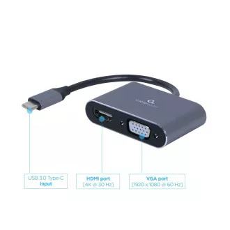 Gembird USB-C/HDMI, VGA adapter