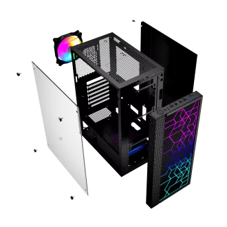 Gembird Computer Fornax 2500 ARGB/Midi Tower/Transpar./Crna