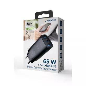 GEMBIRD PD punjač 1xUSB-A 2xUSB-C 67W crni