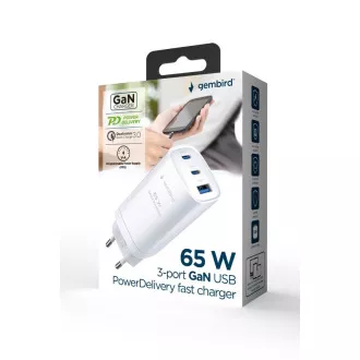 GEMBIRD PD punjač 1xUSB-A 2xUSB-C 67W bijeli