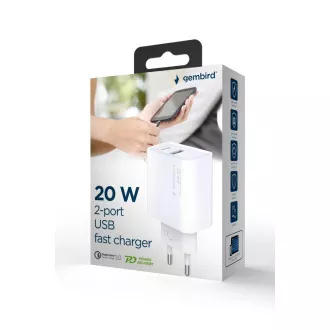 GEMBIRD PD punjač USB-A USB C 20W bijeli