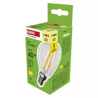 EMOS LED FLM MINI GL 3.4W(40W) 470lm E14 WW
