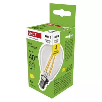 EMOS LED FLM MINI GL 3.4W(40W) 470lm E14 NW