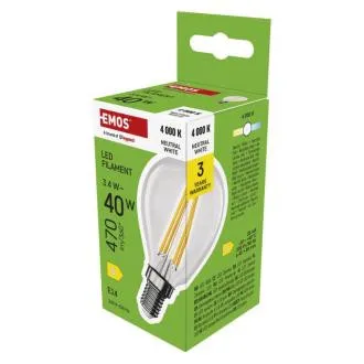 EMOS LED FLM MINI GL 3.4W(40W) 470lm E14 NW EMOS LED FLM MINI GL 3.4W(40W) 470lm E14 NW